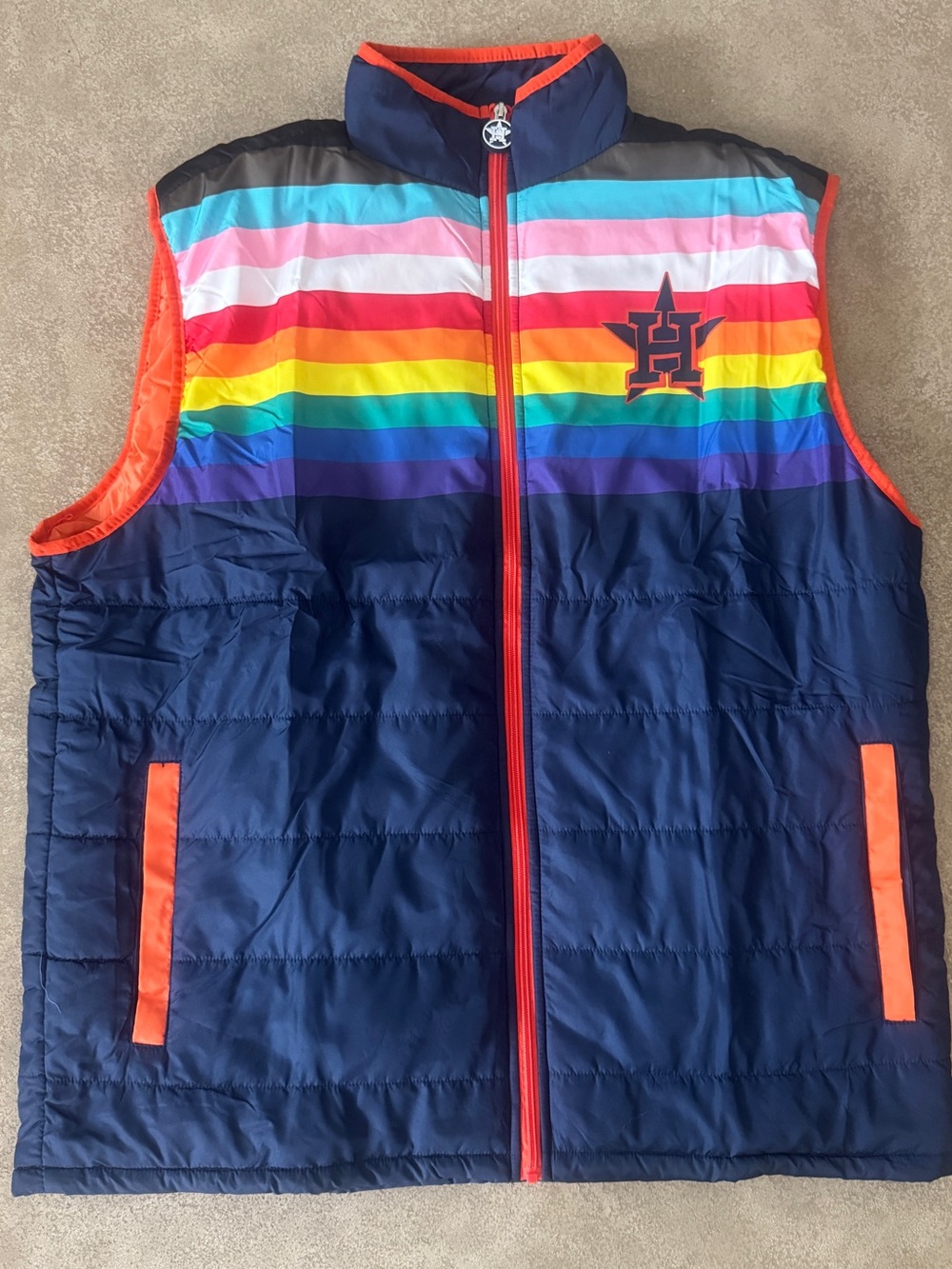 Houston Astros Pride Night 2026 Puffer Vest 2XL Rainbow SGA NWOT LGBTQ